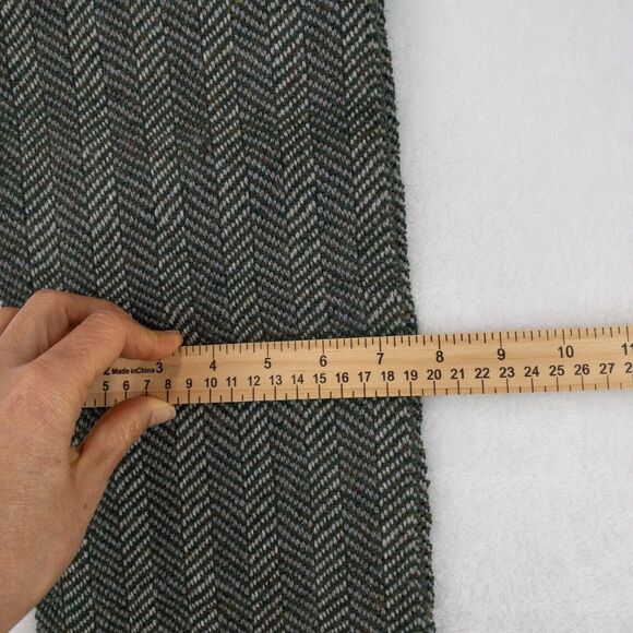 Wool Scarf Green Gray Handmade In Montana Fringe Rectangular Lazuli Of Lenore - Picture 9 of 11